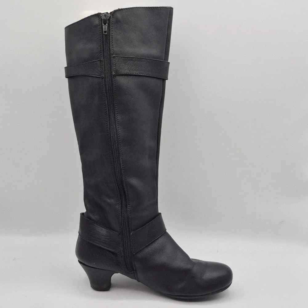 Born Leather Boots‎ Womens Size 9.5 Black Knee High Side Zip Riding Comfort